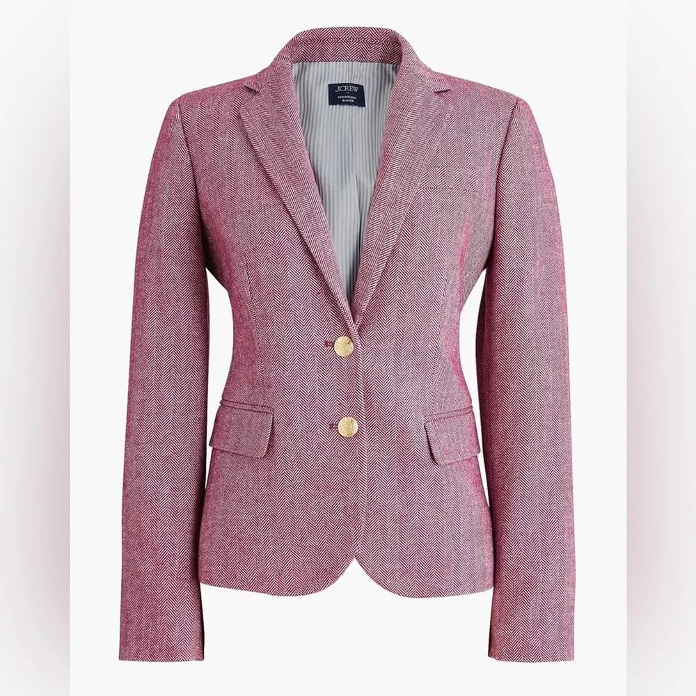 J.CREW Red Herringbone Luxury Schoolboy Old Money Blazer Size 20